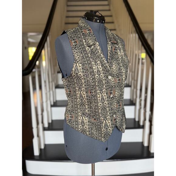 Vintage 90s Brocade Tapestry Vest SteamPunk VictorianGoth ShabbyChic Lagenlook - Picture 3 of 10
